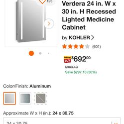 Koehler Verdera Medicine Cabinet 24x30