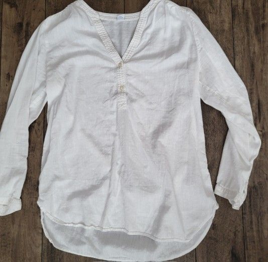 Women's White Linen Tunic Top Size Medium