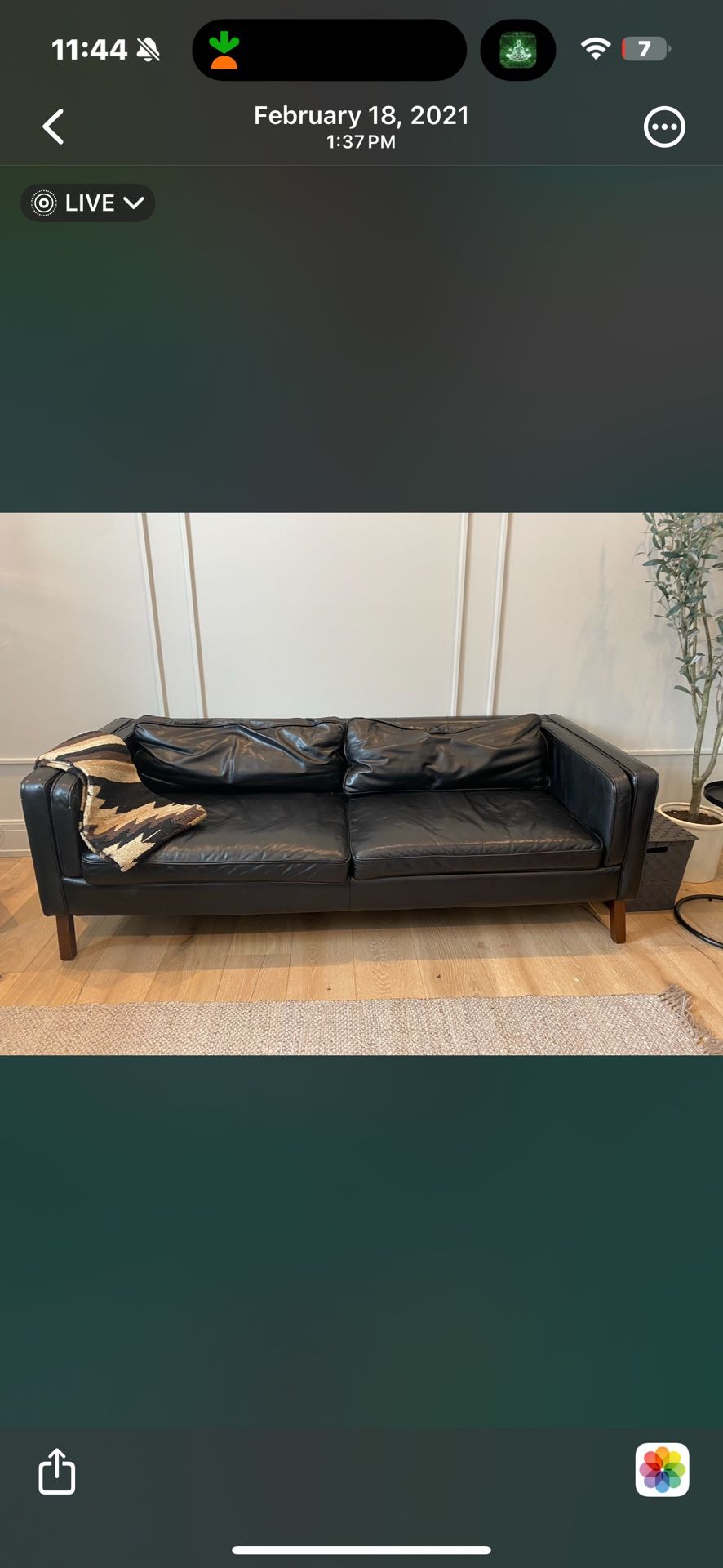 Pottery Barn Jake Leather Sofa – Black – Gently Used