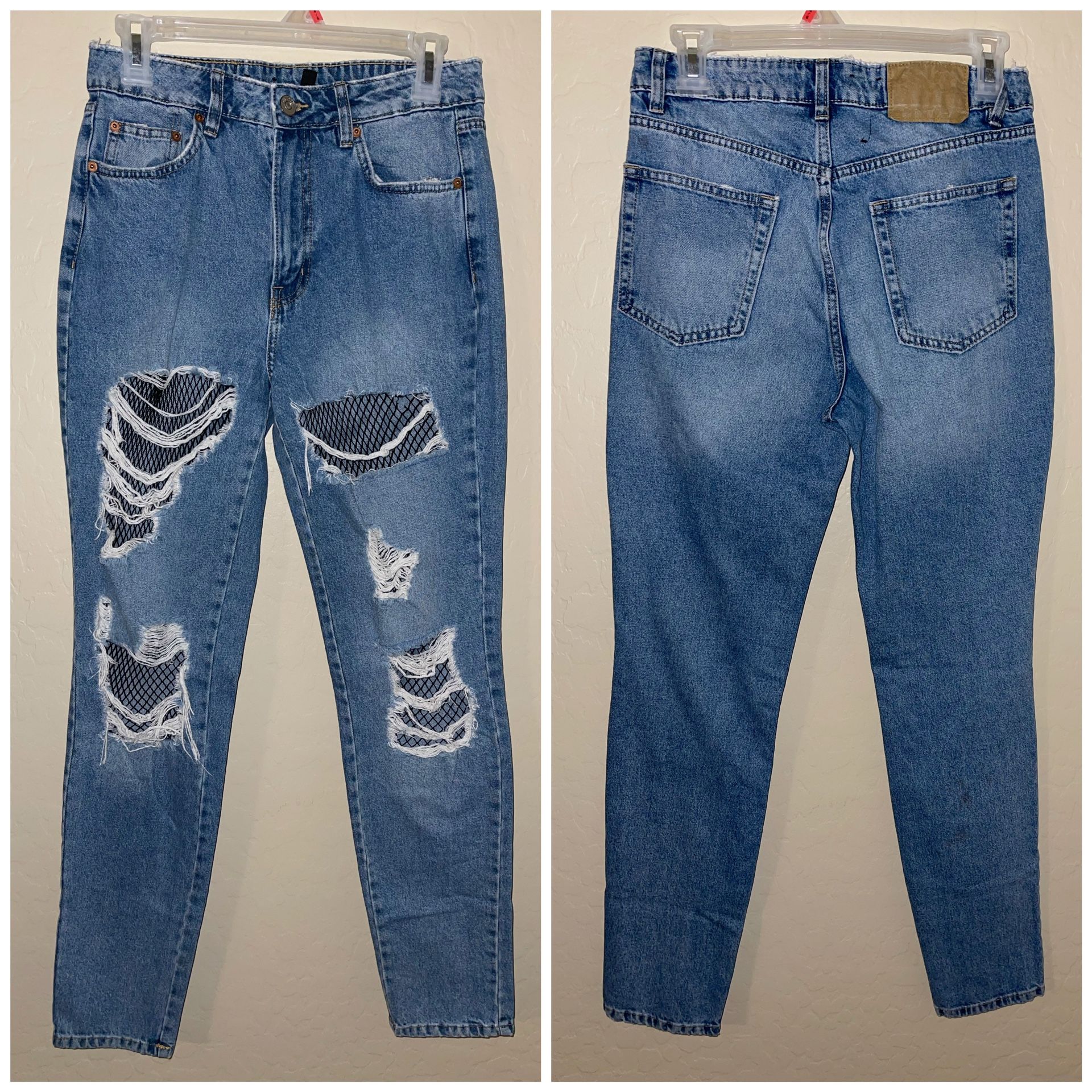 Gently use H&M loose fit jeans with fishnet Size 8 More Of Size 4 $20 Firm
