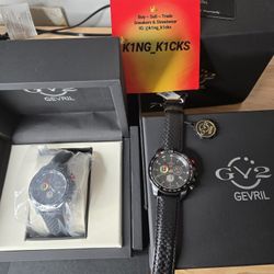 GV2 Scuderia White Dial Black Leather Chronograph Date Watch, 45mm