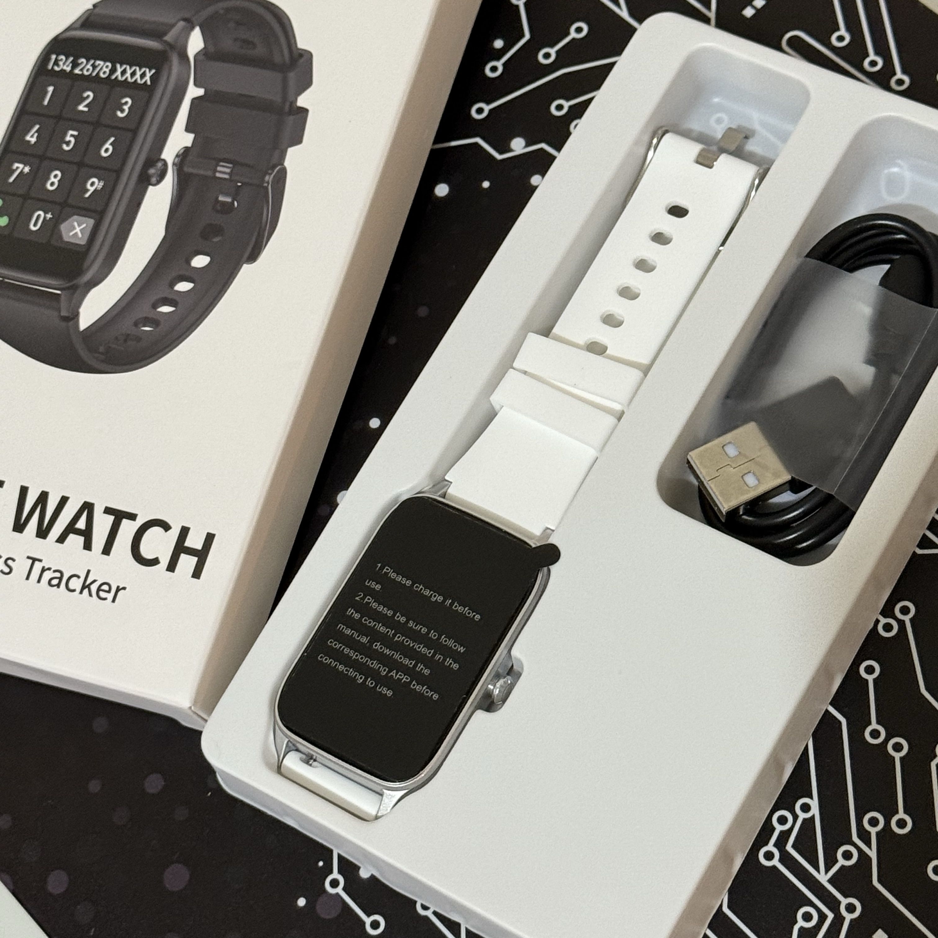 New Smart Watch with White Band and Display
