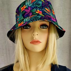 HAWAIIN TROPICAL FLOWERS BUCKET CAP HAT (BRAND NEW) 