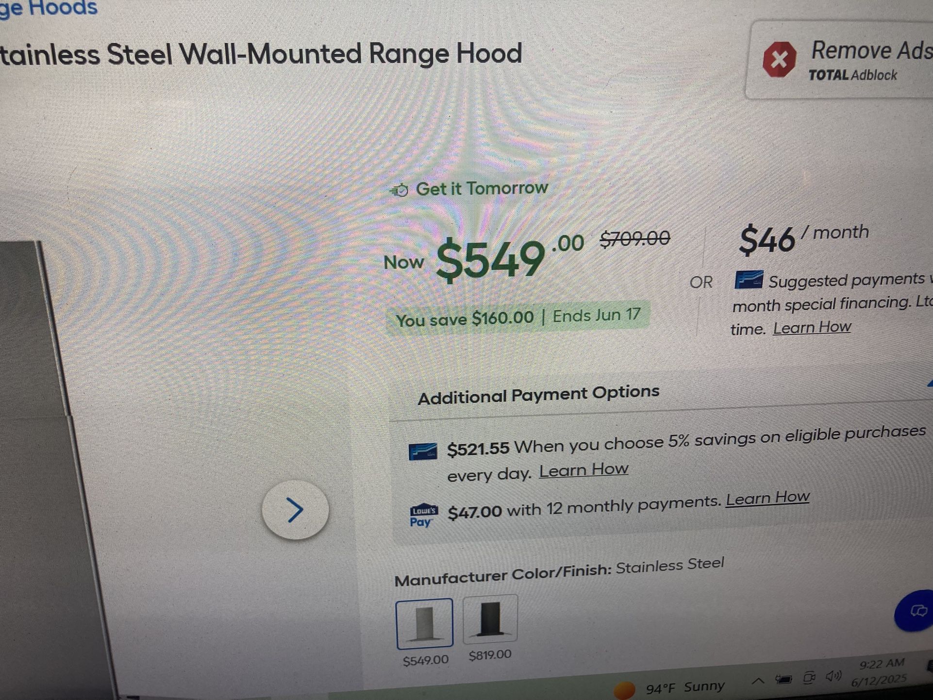New Stainless Hood
