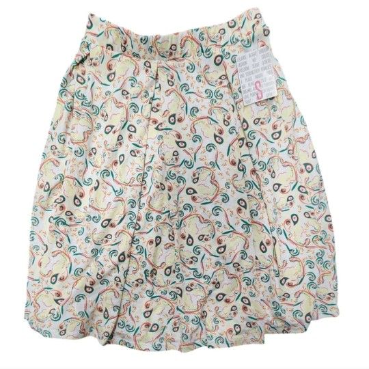 LulaRoe Size Small Orange Yellow Green Paisley Madison Skirt New