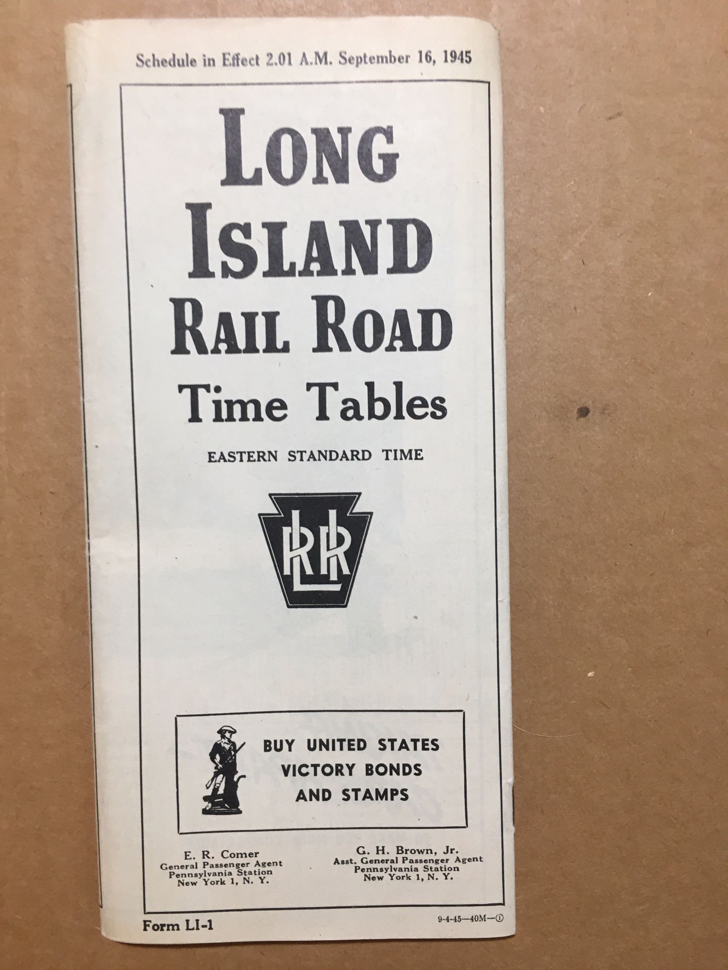 Long Island Railroad Sept 1945 System Schedule