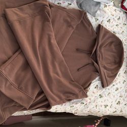 Brown Flared Cuff Hoodie