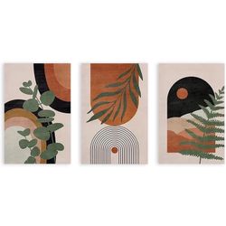 Boho Wall Art Painting Set of 3 Poster Desert Dune Jungle Palm Leaf Abstract - See Notes