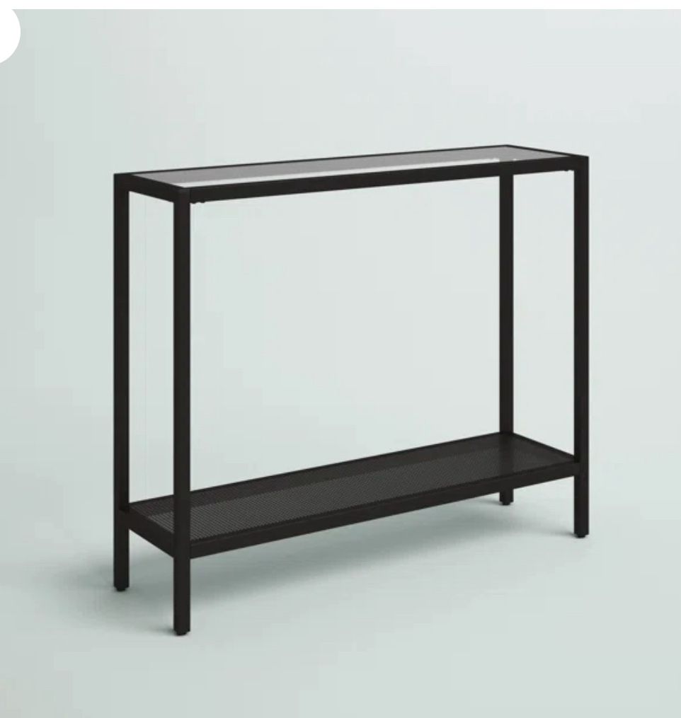 GLASS TOP SLIM CONSOLE TABLE BLACK