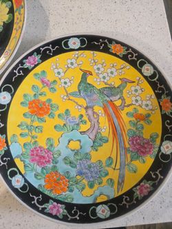 Large Asian Porcelain Decorative Charger Plates