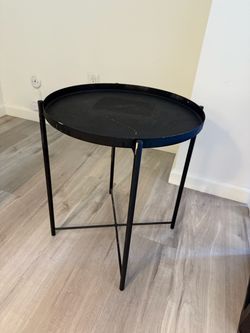 Black Round Metal Tray Side Table
