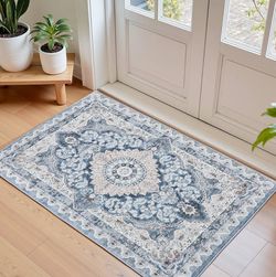 2x3 Small Area Rug for Entryway,Soft Washable Rugs with Non-Slip Backing for Bedroom Kitchen, Vintag