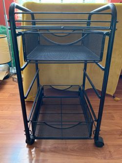 SAFCO Black Mesh Steel Rolling Cart