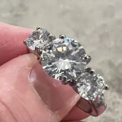 Cubic Zirconia 3 Stone Ring - Size 9