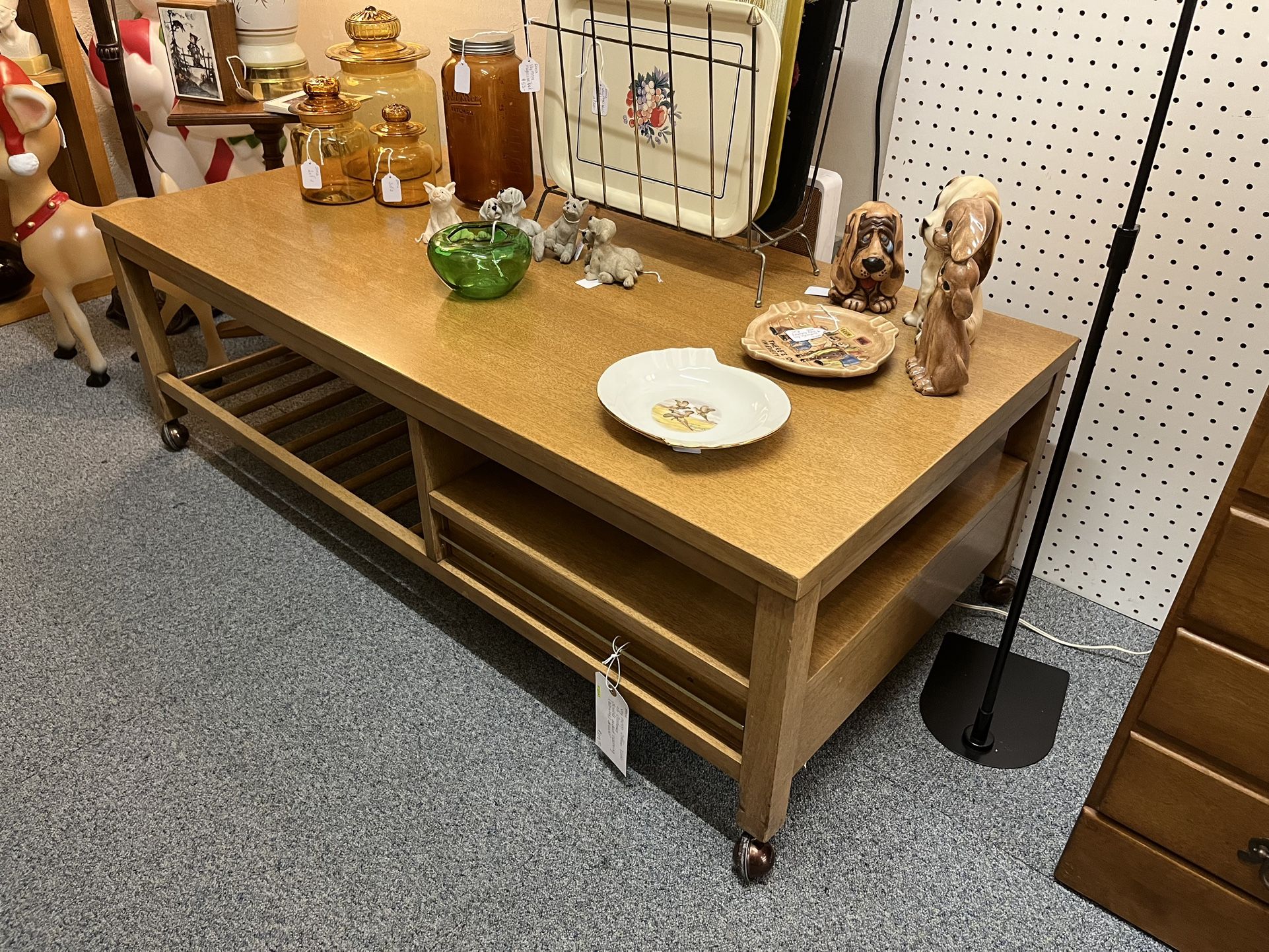 Mid Century Coffee Table on Casters
