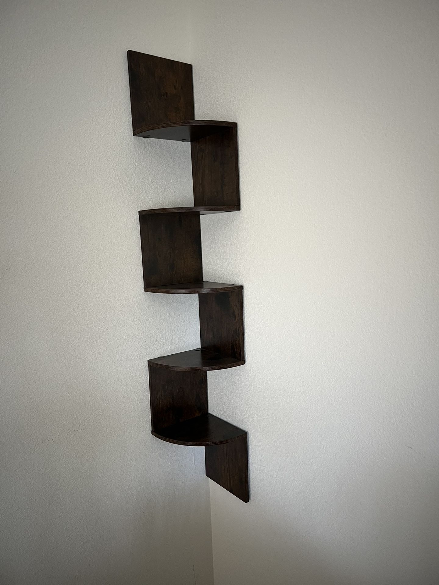 5-Tier Floating Brown Corner Shelf