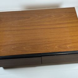 Vintage Wooden Cassette Tape Storage Organizer Dual Drawer