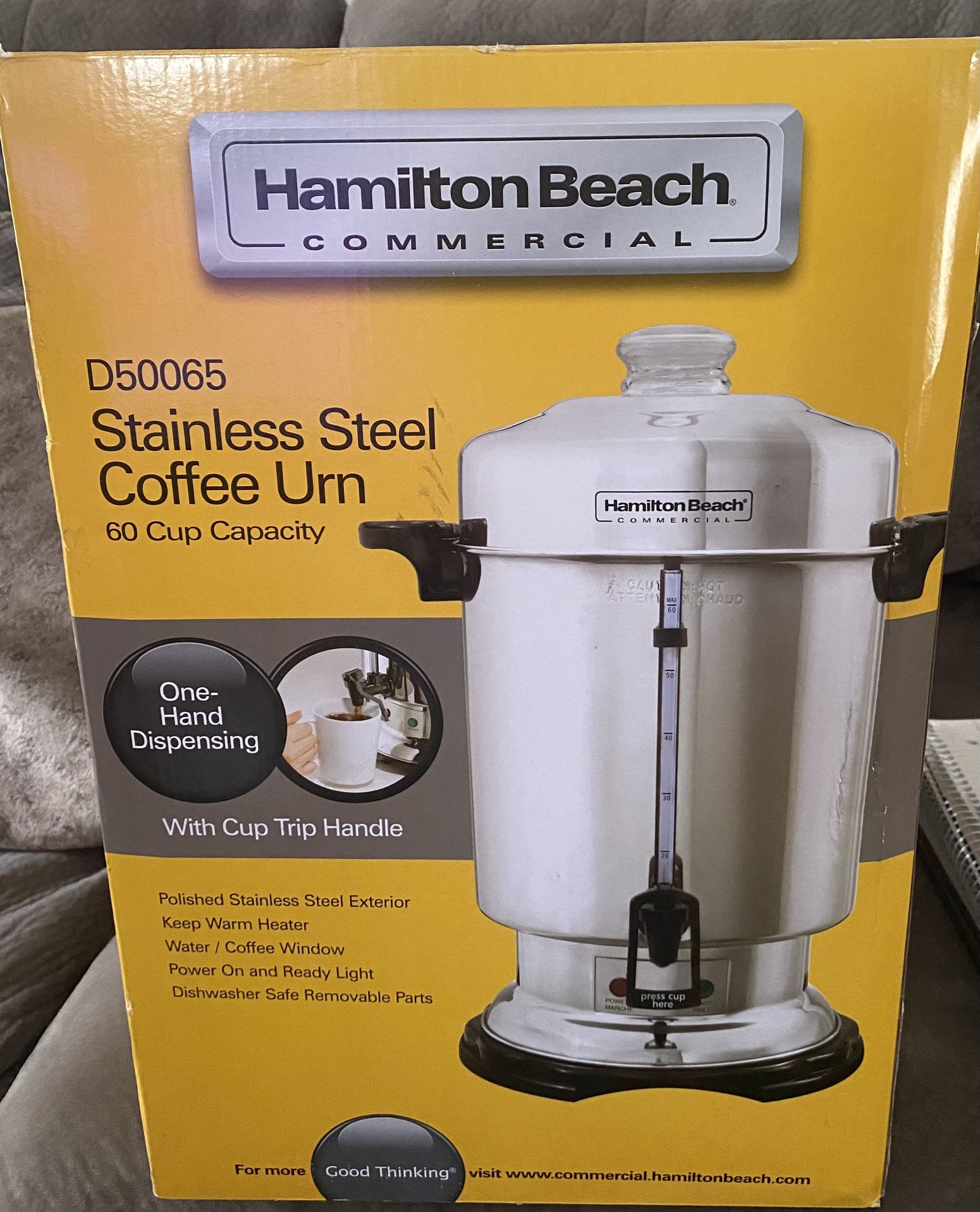 NEW Hamilton Beach Commercial D50065 Stainless Steel Coffee Urn