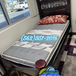 Twin Wooden Bed frame With Mattress 