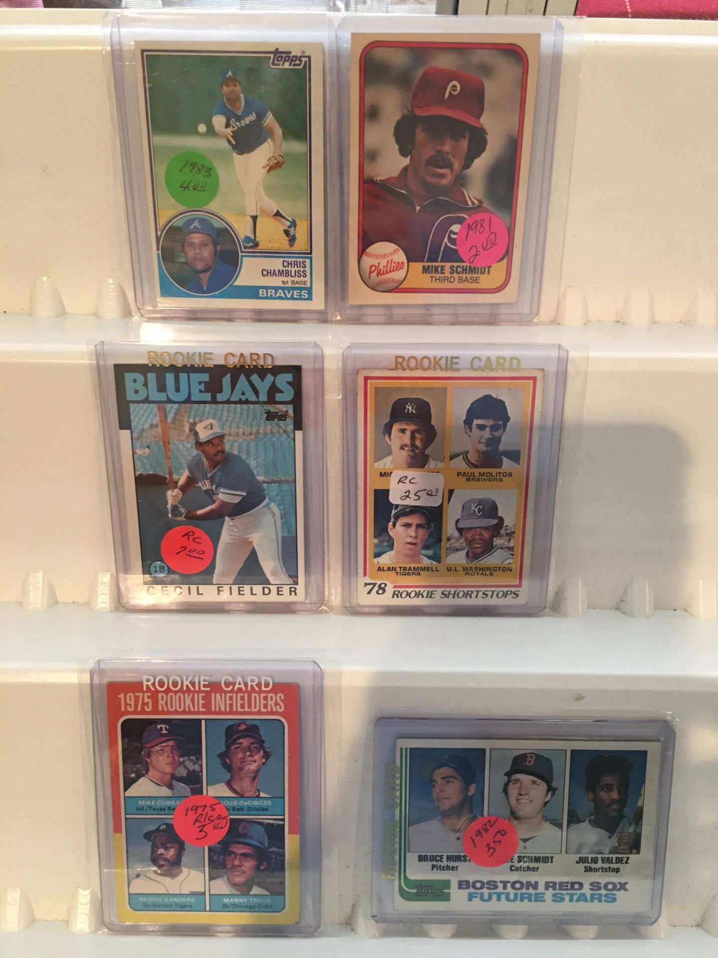 Six old baseball cards