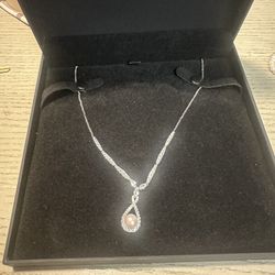 Cultured Pearl & Lab Created White Sapphire Necklace  CASH ONLY 