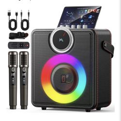 NEW in sealed box JYX Karaoke Machine 🎤 2 Wireless Mics, Bluetooth Speaker & LED Lights