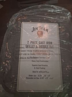 Jim Beam 2-Piece Cast Iron Skillet & Griddle Set