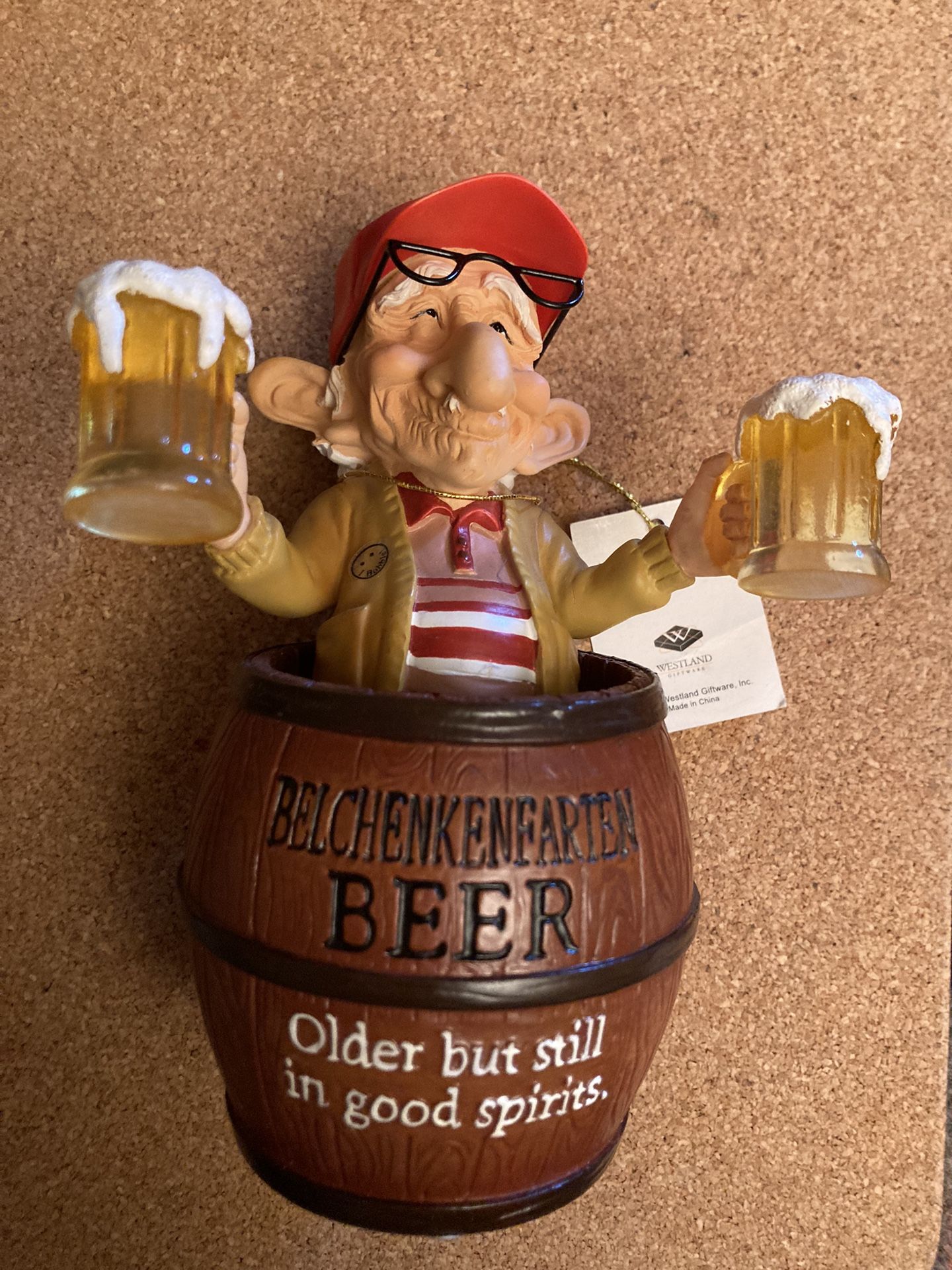 New Coots Barrel Bobble Figurine by Mike Dowdall from Westland Giftware "Older But Still in Good Spirits" Item # 12632