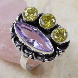 Handmade 925 Sterling Silver Plated Gemestone Rings Size 7.5