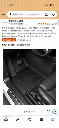 Brand New 9-Piece Super Liner All-Weather Mats for Tesla Model Y (5-Seat) 2025-2026 Premium and Performance only