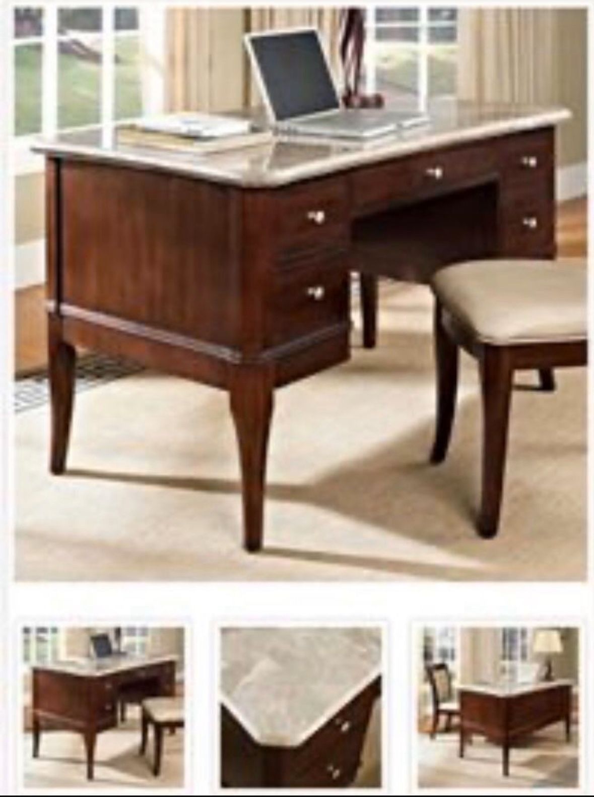Beautiful marble top desk with matching chair