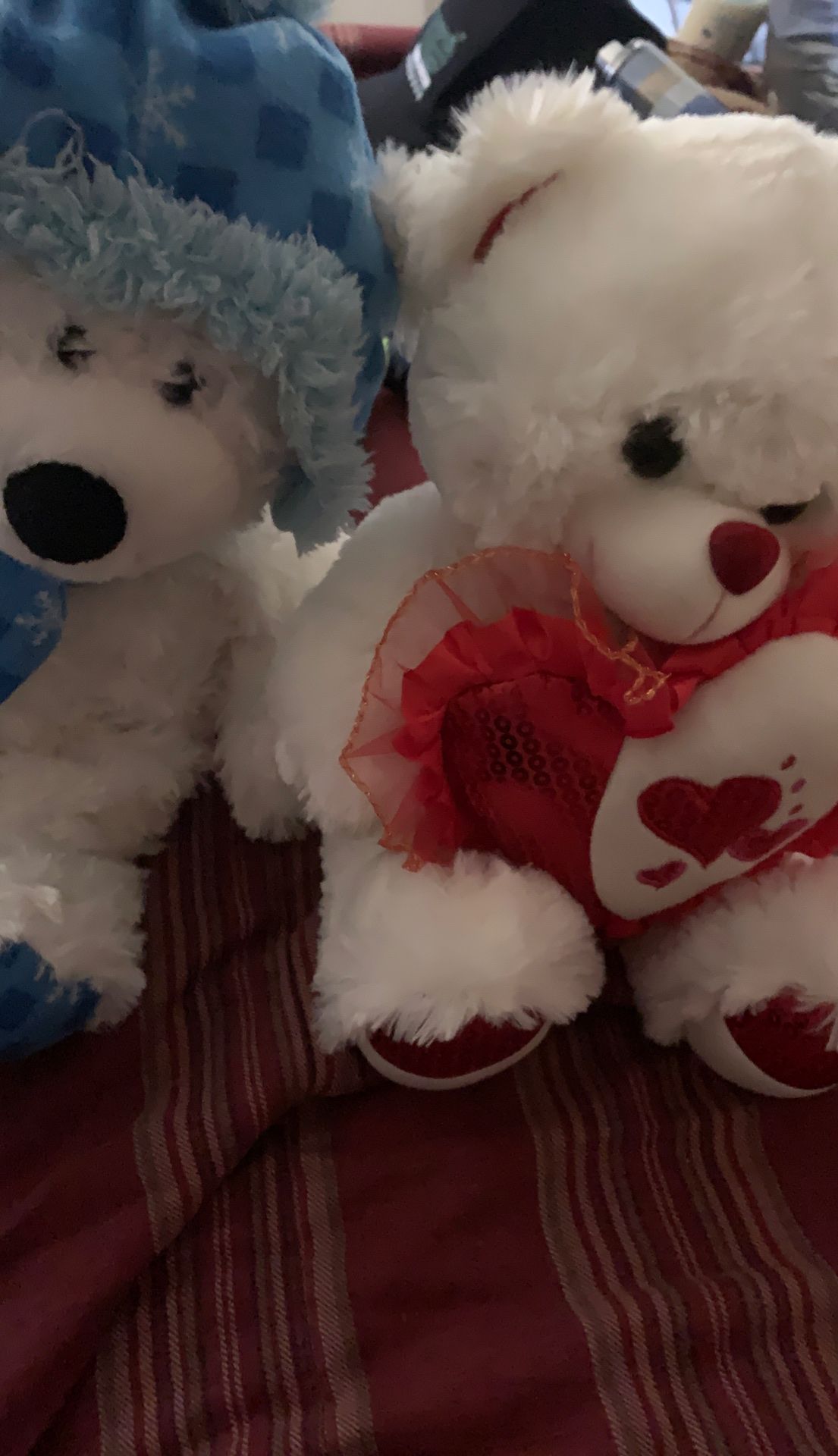 Two stuffed animals.