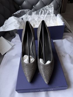 Stuart Weitzman Daisy Pumps – Pyrite Nocturn Glitter, US 7.5, 10cm Heel