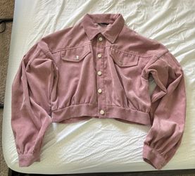 Pink Corduroy Button Up Jacket 