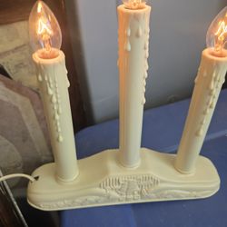 Vintage Electrical Three Light Candolier Plastic Candle Wax Drip Window Lights