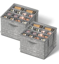 SONGMICS Shoe Organizer Storage Box w/ Clear Lid Set of 2- Gray