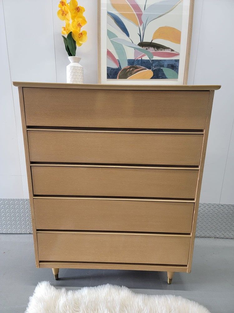 MCM Vintage Blonde Highboy Dresser