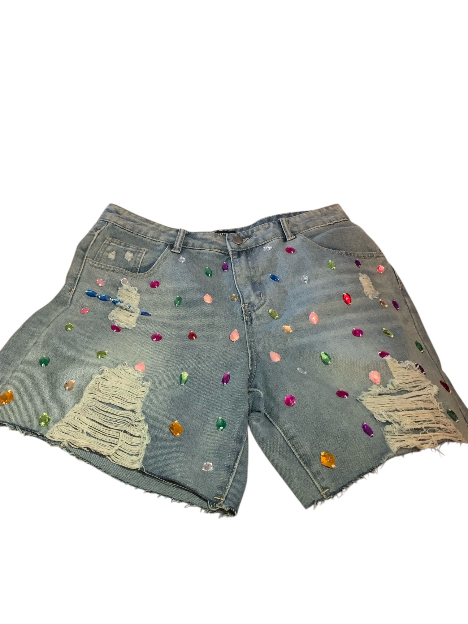 Rhinestone Denim Shorts New