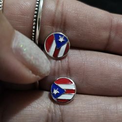 Sterling Silver PR Fkag EaRrings Small 