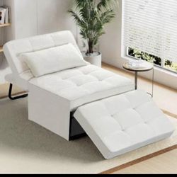 Brand New Multi Use Ottoman Sofa Bed Chair Recliner Puff White