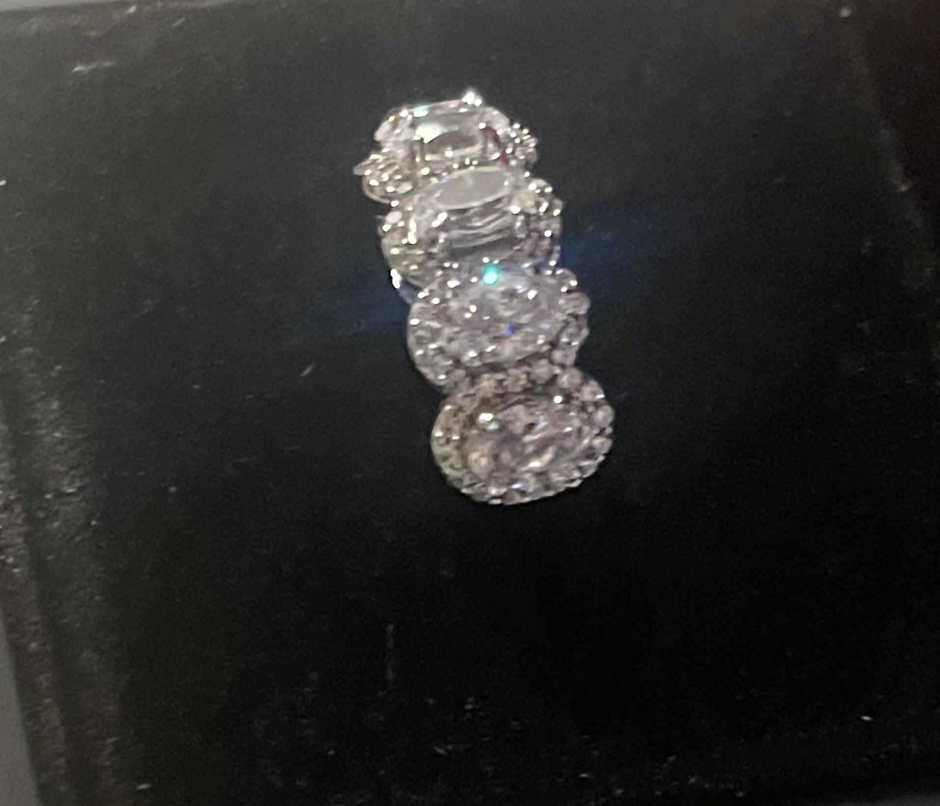 White Sapphire Oval Wedding/Anniversary Band; Size 5