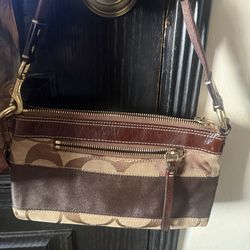Coach vintage signature leather brown stripe