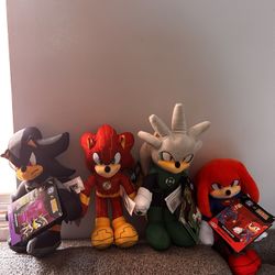 collection of DC x Sonic the Hedgehog plush