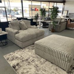 Stupendous Oversized Chaise and Ottoman ▪️ New ▪️ Delivery and Finance Available