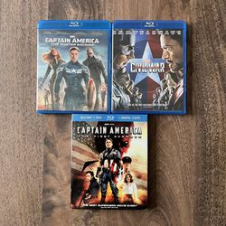 Marvel’s Captain America: First Avenger, Winter Soldier, Civil War Blu-Ray Movies