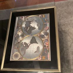 Optical illusion art map framed RARE 