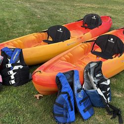 Perception Rambler 13.5 Tandem Kayaks With Paddles And Life Jackets