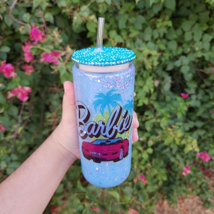 barbie snow globe glass cup