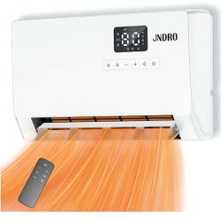 New Wall-Mounted Space Heater mini ECO Thermostat and Remote Control, LED Display,  Oscilating