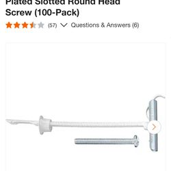 3/16in x 2 1/2in Toggle Bolt Drywall with Zinc Round Head Screw (Have 5)